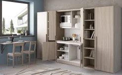 Cabrio cucina a scomparsa olmo senza frigo con libreria e 2 armadi