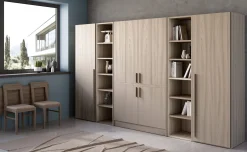 Cabrio cucina a scomparsa olmo con frigo con libreria e 2 armadi