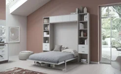 Cabrio letto a scomparsa colore tiglio e grigio light con ante