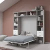 Cabrio letto a scomparsa colore tiglio e bianco opaco con mensola
