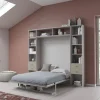 Cabrio letto a scomparsa colore tiglio e corda con mensola