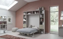 Cabrio letto a scomparsa colore tiglio e corda con mensola