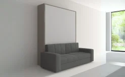 Cabrio letto a scomparsa con divano colore tiglio e grigio light