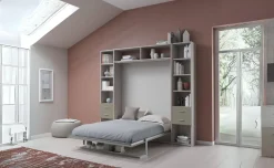 Cabrio letto a scomparsa e mensola colore tiglio e tortora