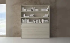 Cabrio letto singolo a scomparsa olmo con libreria