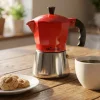 Caffettiera 3 tazze rossa in alluminio per induzione