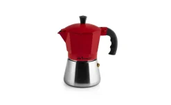 Caffettiera 3 tazze rossa in alluminio per induzione