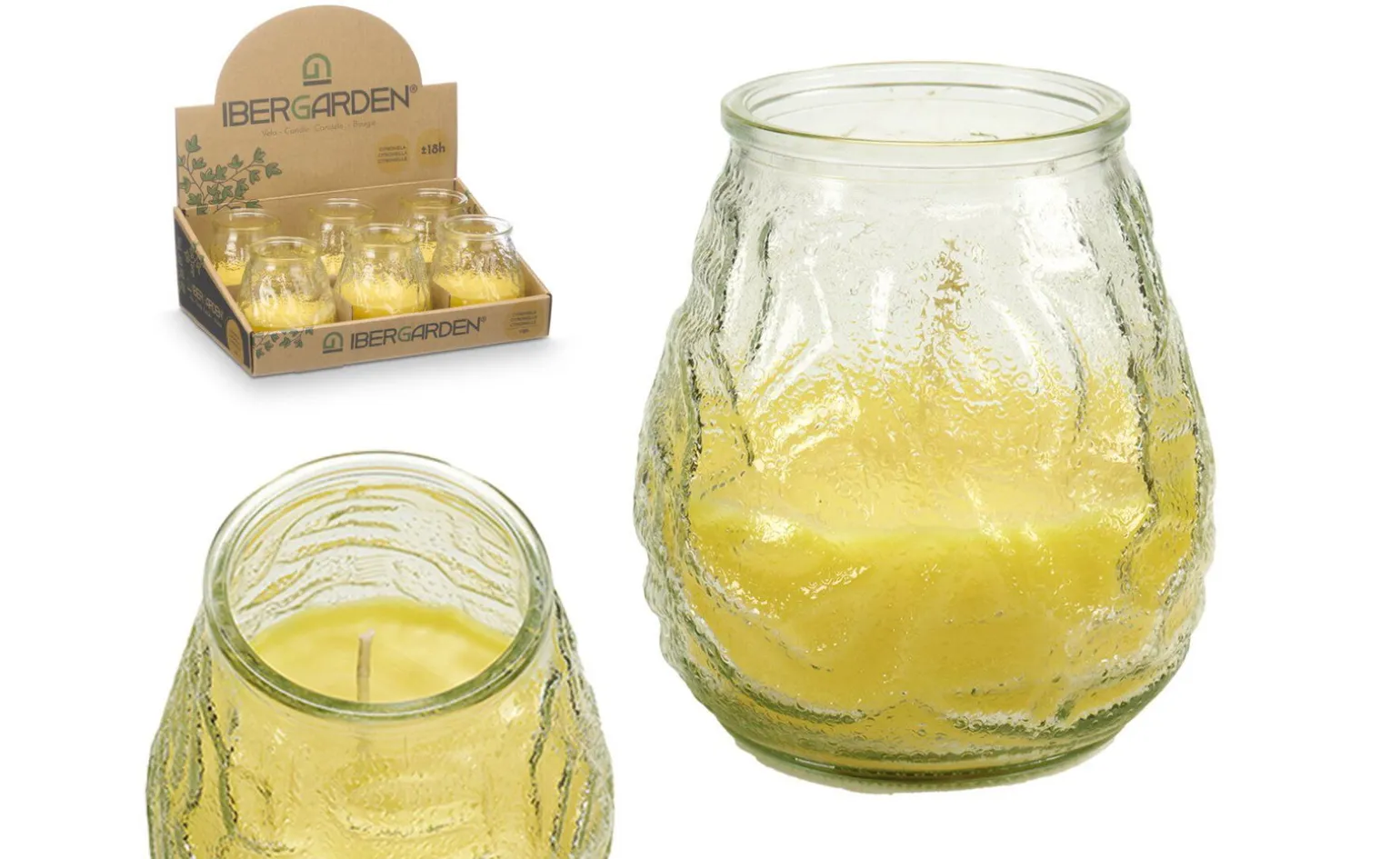 Candela citronella con vaso in vetro