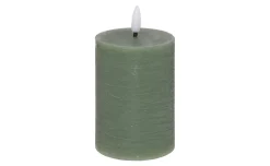 Candela in cera con fiamma led verde h12,5 cm