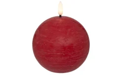 Candela tonda in cera con fiamma led rossa Ø10 cm