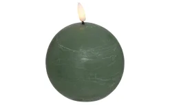 Candela tonda in cera con fiamma led verde Ø10 cm