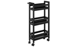 Carrello bagno 3 ripiani in mdf nero h75 cm