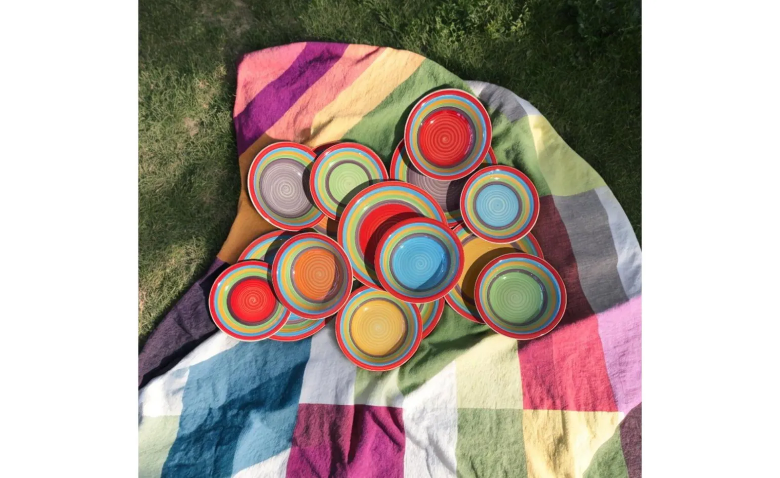 Casa Con Te servizio 18 piatti in ceramica a spirale, giallo