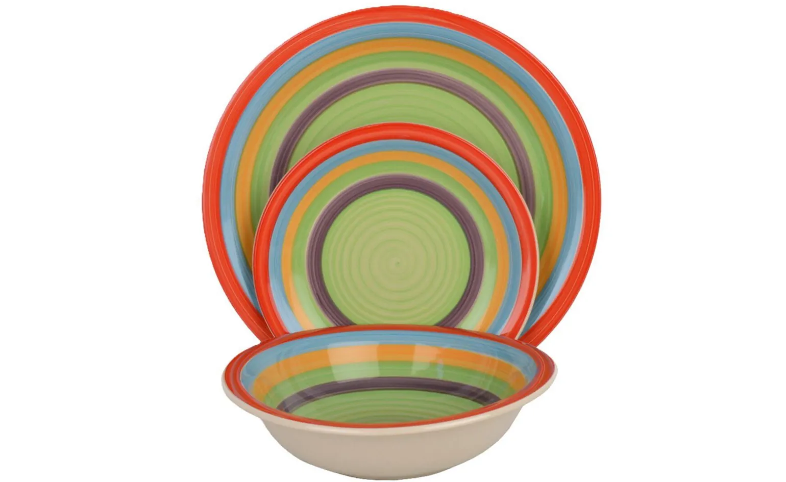 Casa Con Te servizio 18 piatti in ceramica a spirale, verde