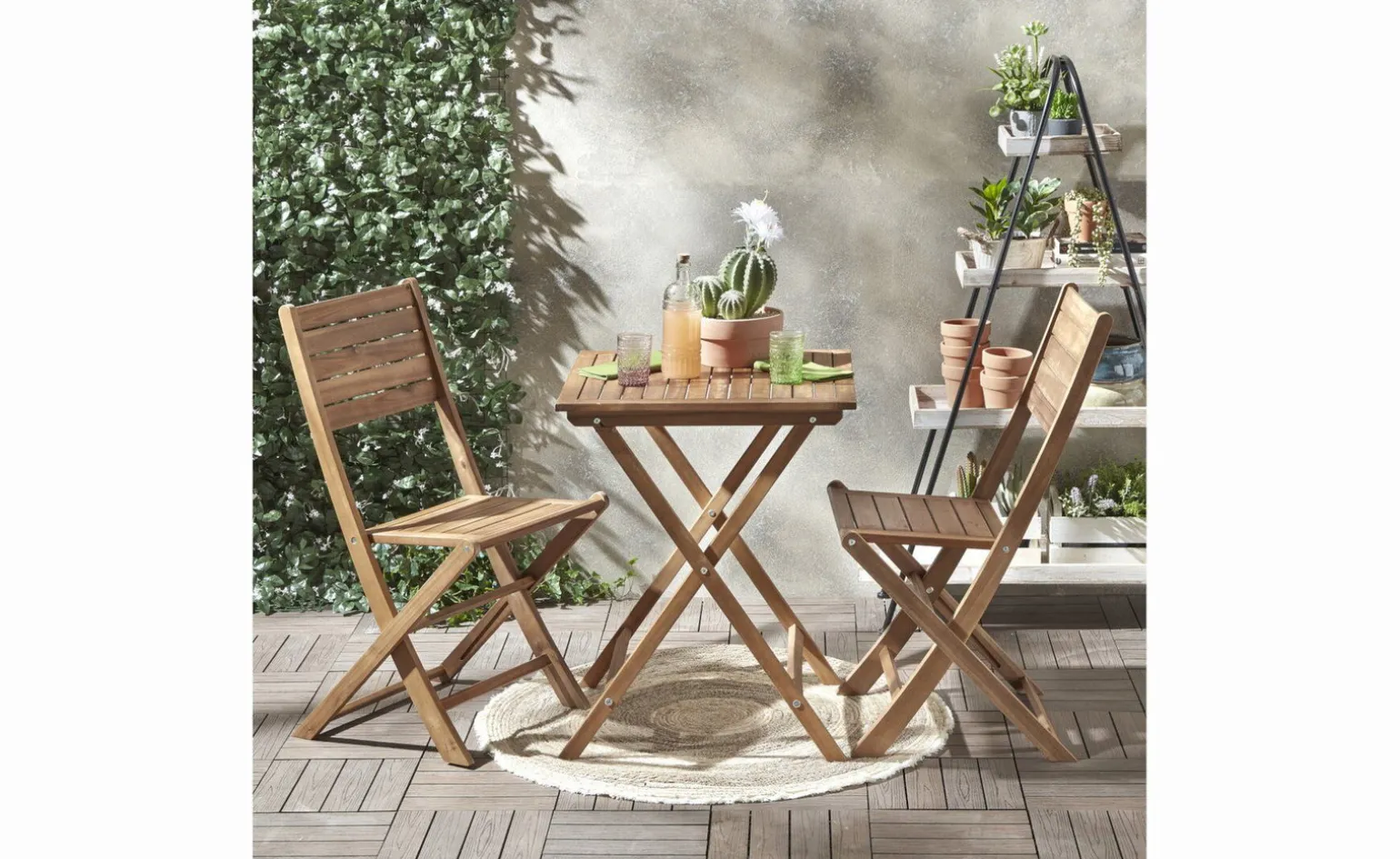 Casual tavolino pieghevole in legno di acacia teak