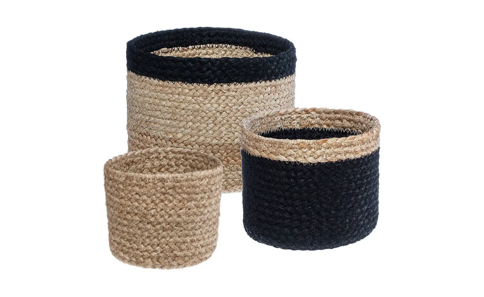 Cestino in juta naturale con bordo nero Ø19 cm