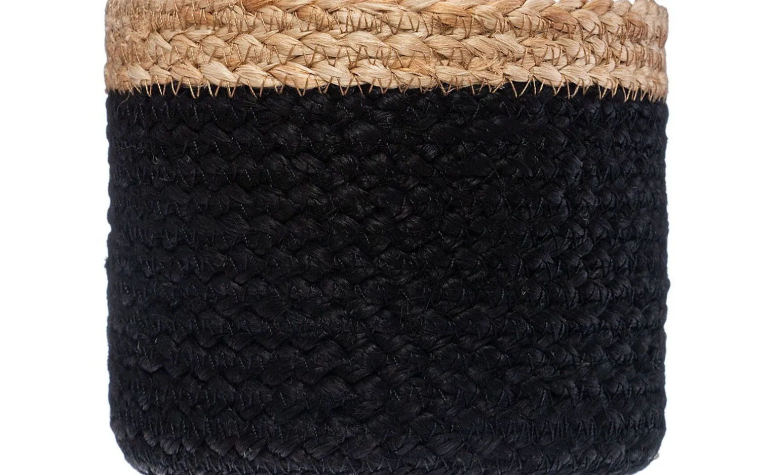 Cestino in juta nero con bordo naturale Ø16 cm