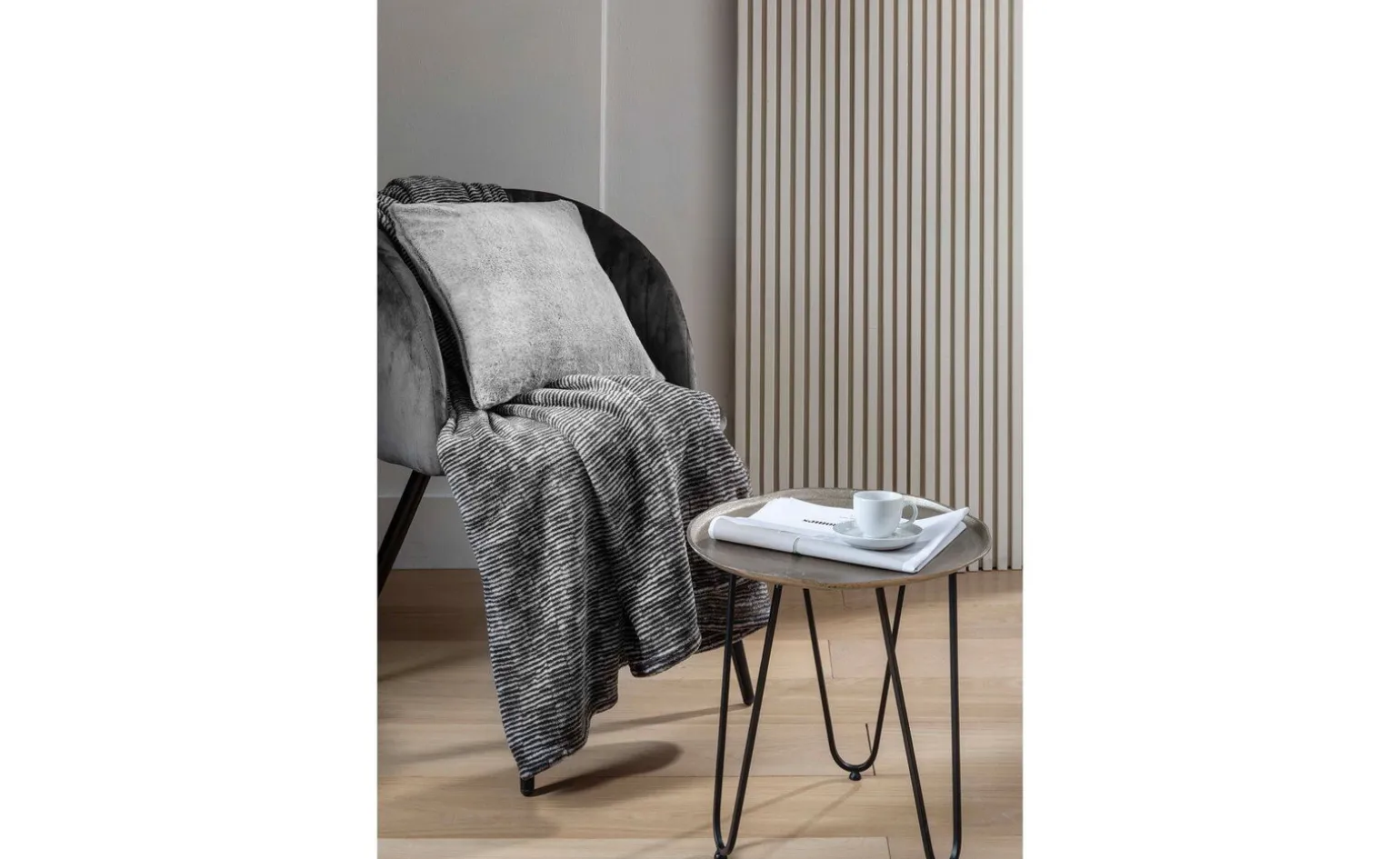 Chardonnay plaid grigio a righe 120x160 cm