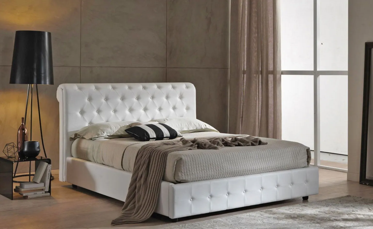 Chester letto matrimoniale contenitore bianco