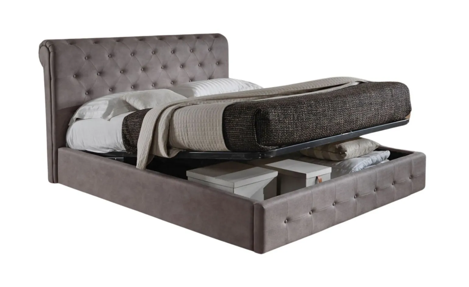 Chester letto matrimoniale contenitore tortora