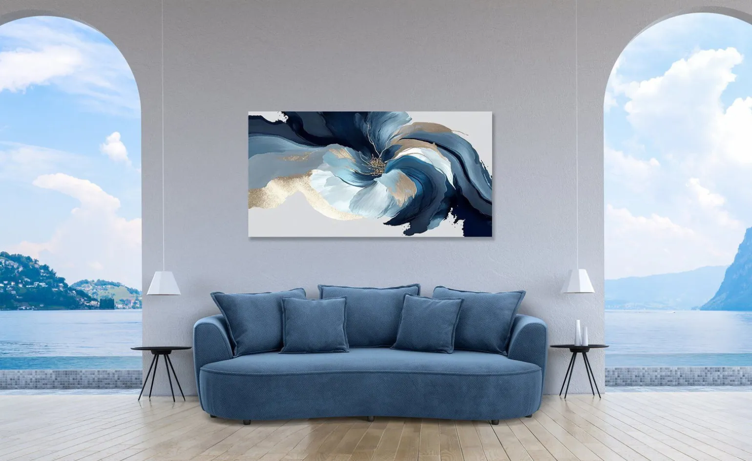 Chic divano megasofà blu