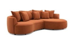 Chic divano 3 posti con penisola color mattone