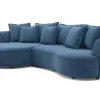 Chic divano 3 posti con penisola blu