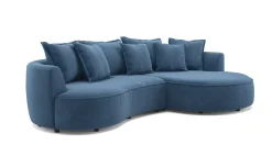 Chic divano 3 posti con penisola blu