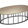 Chic tavolino ellittico metallo nero e piano bronzo