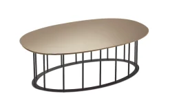 Chic tavolino ellittico metallo nero e piano bronzo