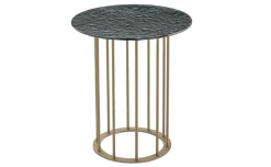 Chic tavolino rotondo Ø 45 metallo beige e piano grigio martellato