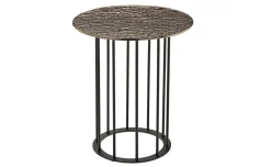 Chic tavolino rotondo Ø 45 metallo nero e piano bronzo martellato