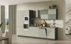 Clea cucina 330 cm colore grigio sasso e verde salvia