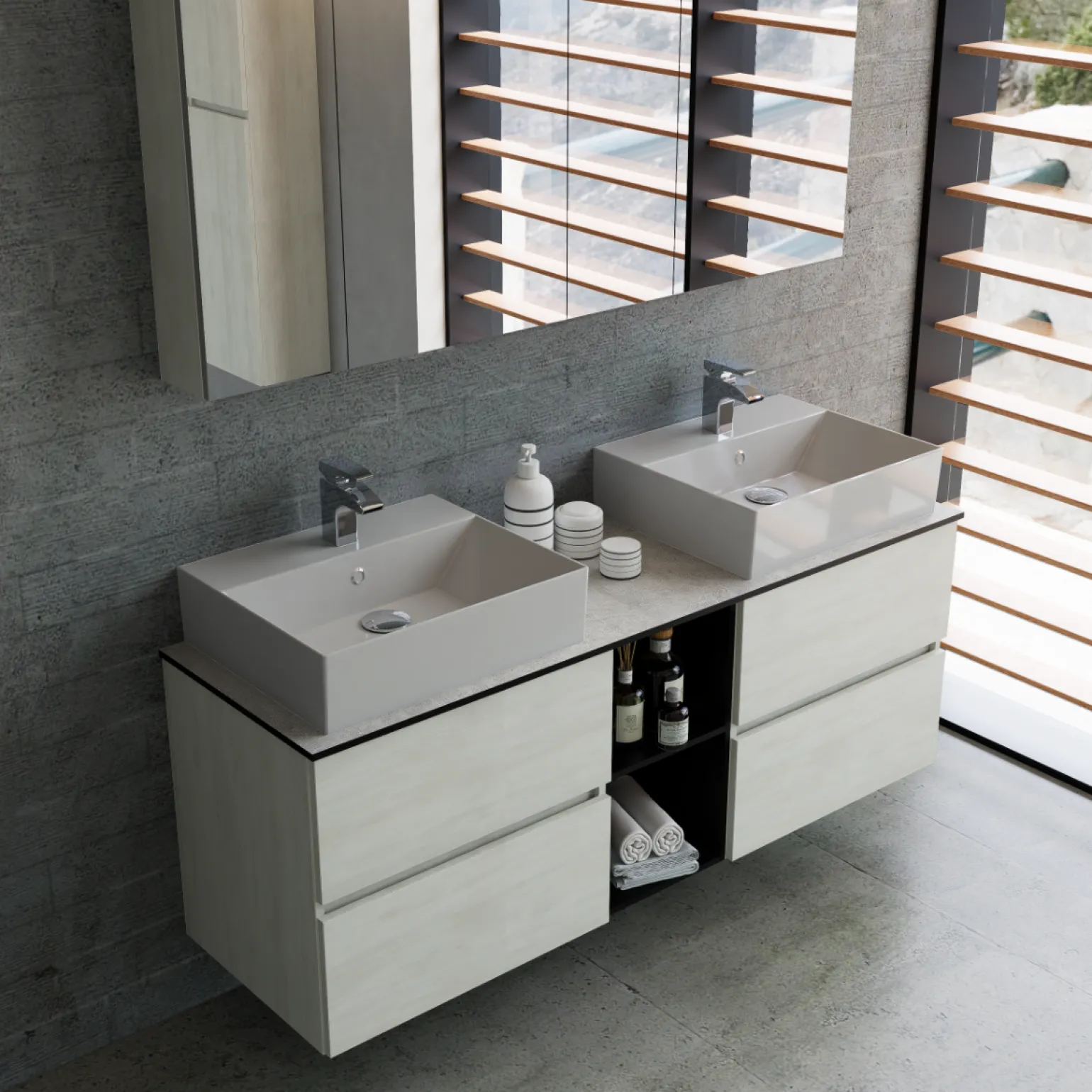 Cleo mobile bagno componibile doppio lavabo