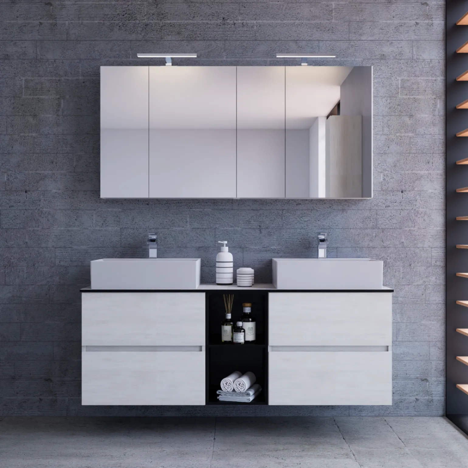 Cleo mobile bagno componibile doppio lavabo