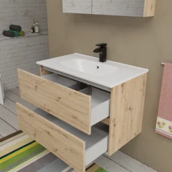 Cleo mobile bagno L81 cm componibile con lavabo integrato
