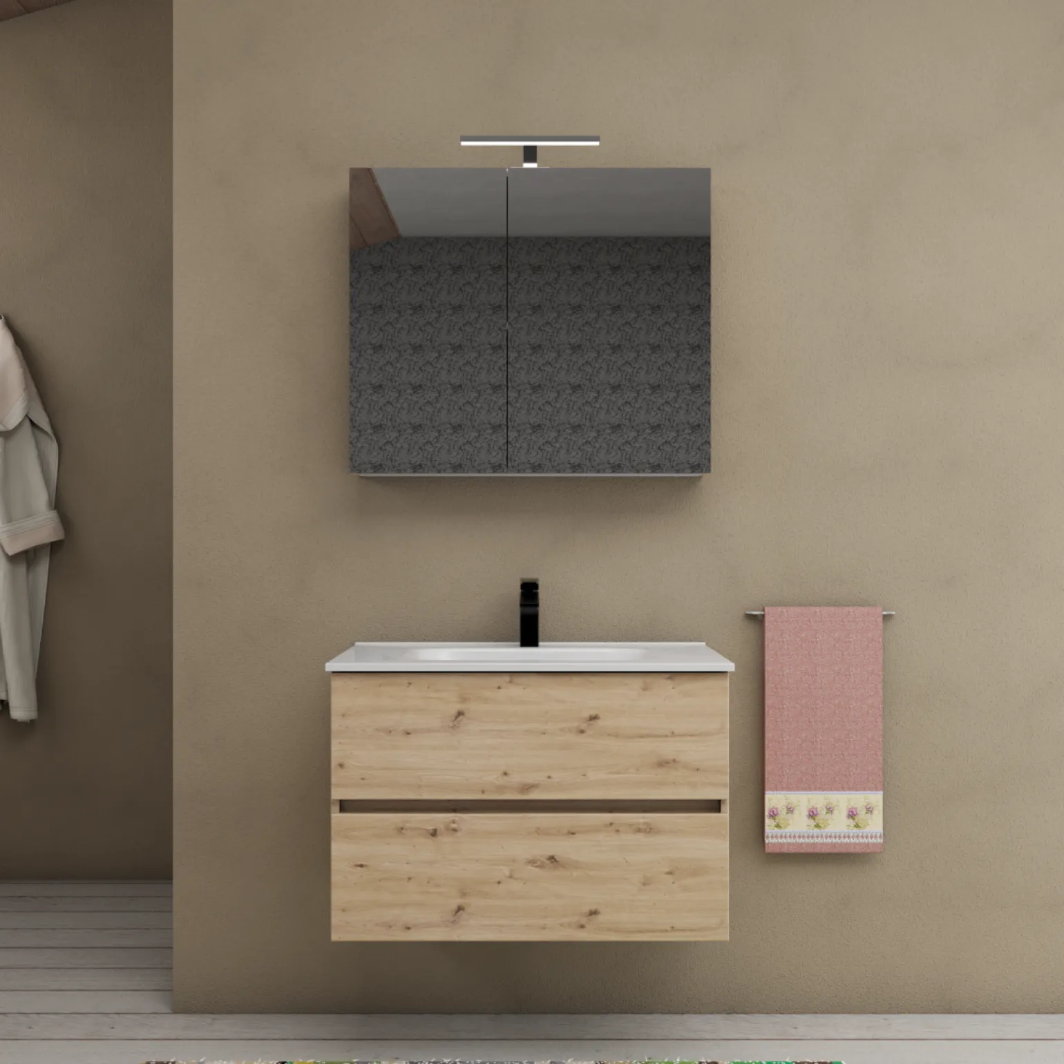 Cleo mobile bagno L81 cm componibile con lavabo integrato