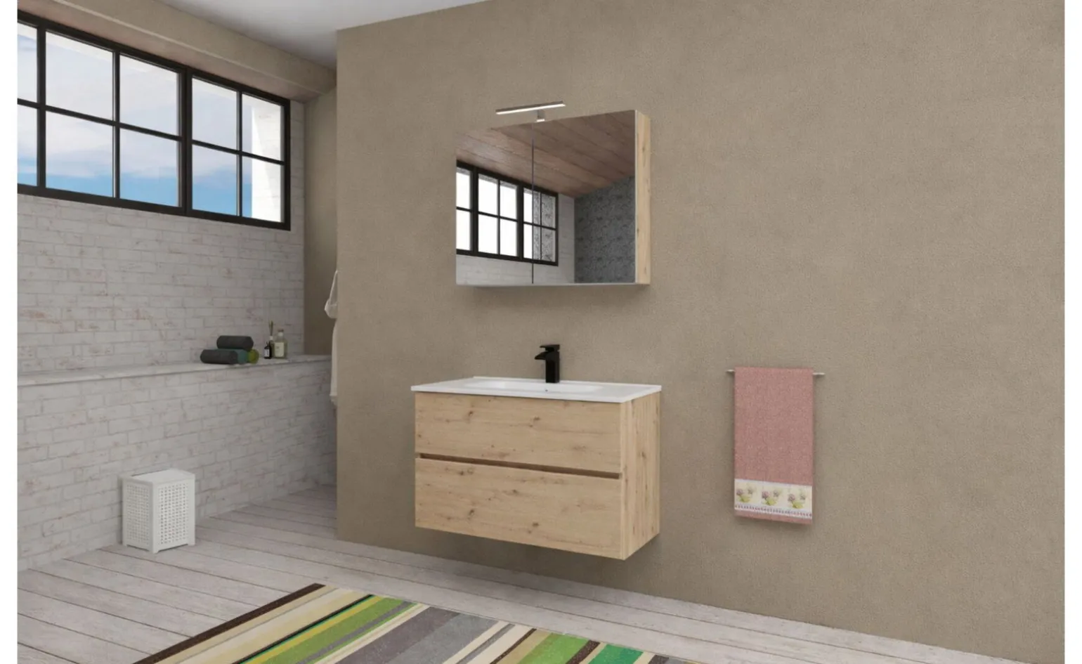 Cleo specchiera contenitore con lampada LED