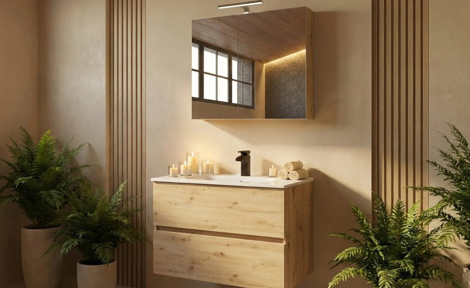 Cleo specchiera contenitore con lampada LED