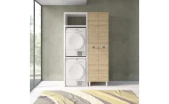 Colonna verticale lavanderia 2 ante bianco e rovere cadiz