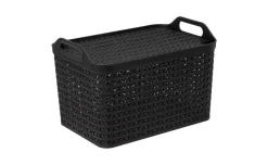 Contenitore con coperchio in tessuto nero 24 litri