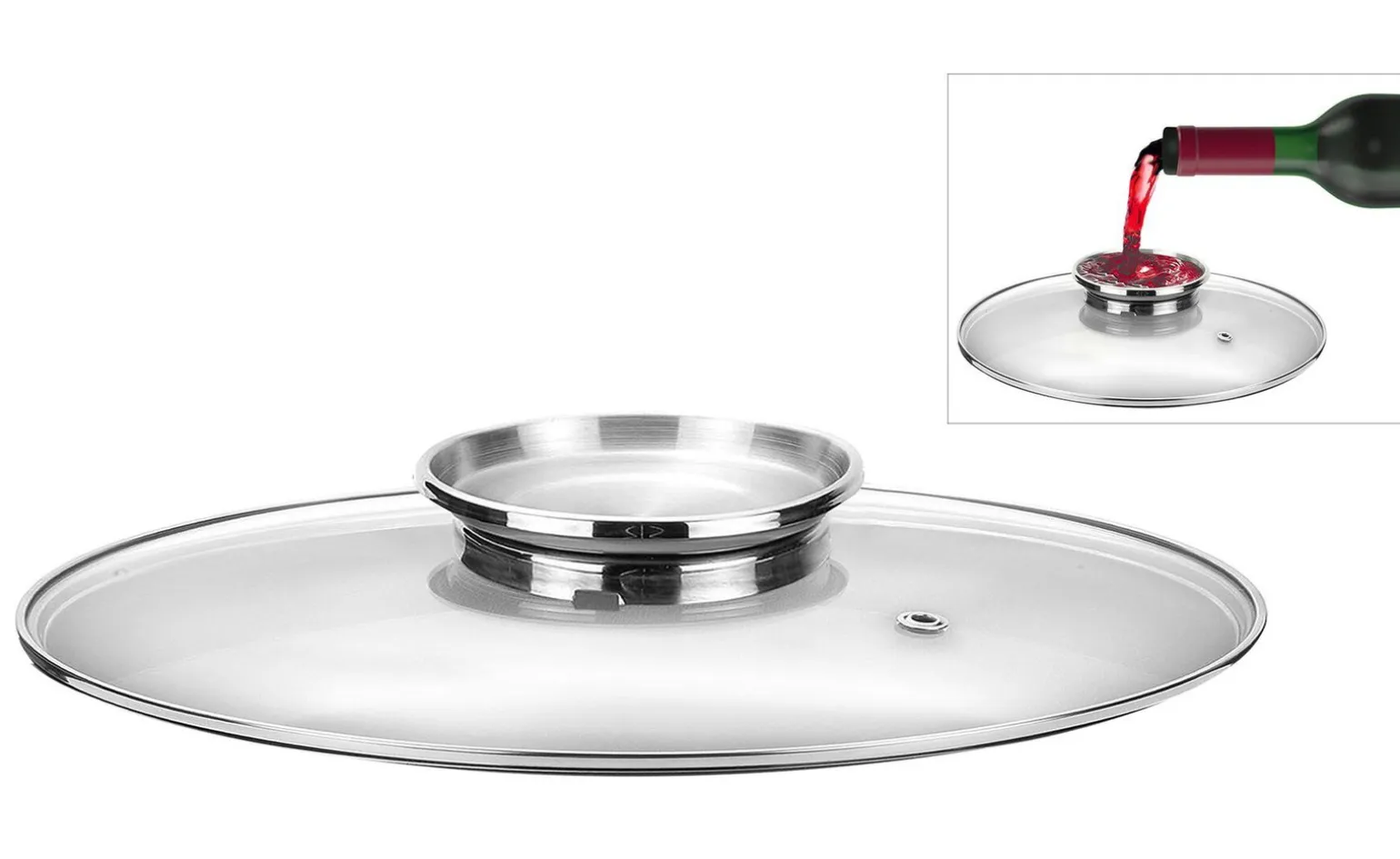 Coperchio in vetro con pomolo inox Ø20 cm