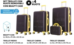 Coveri set 3 trolley + beauty case color melanzana