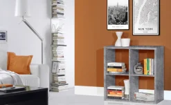Cube libreria cemento 4 vani orizzontale