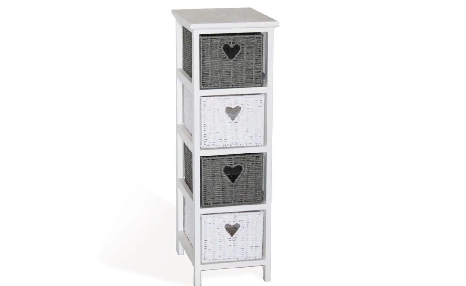 Cuore cassettiera 4 cassetti in legno bianco
