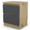 Delia comodino 2 cassetti rovere artisan/graphite