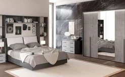 Desiree camera matrimoniale grigio cenere e cemento, letto senza contenitore