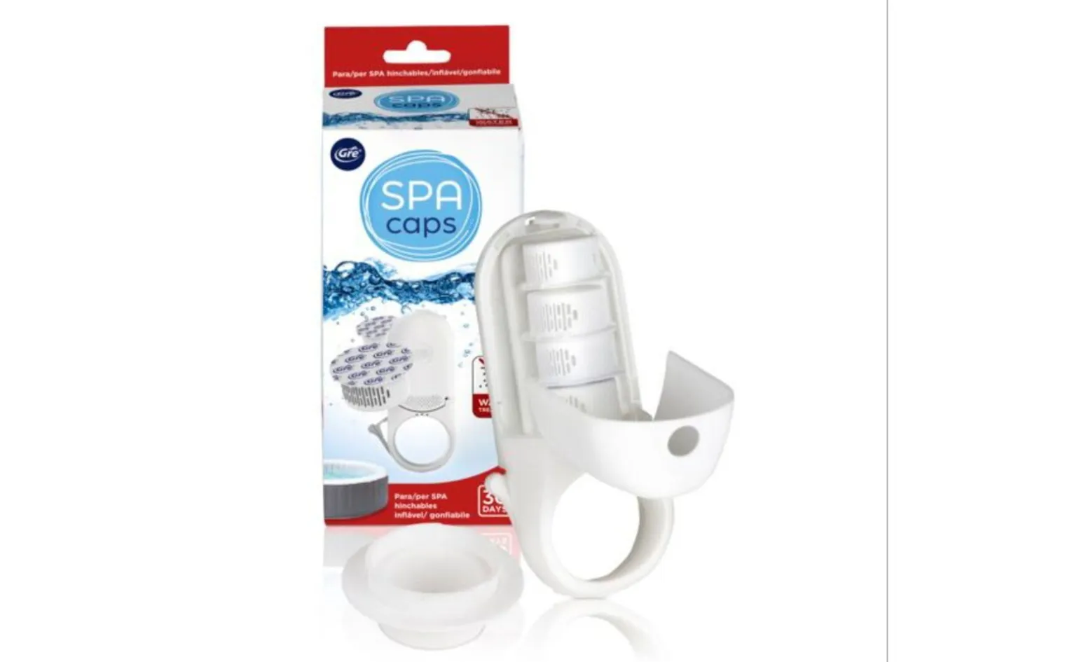 Dispositivo disinfezione spa gonfiabili con 2 capsule