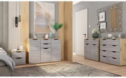 Dora comodino 2 cassetti rovere artisan e beton