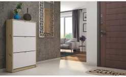 Double scarpiera 3 ribalte rovere artisan/bianca